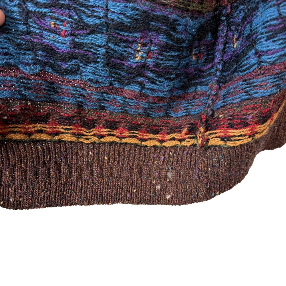 Woolrich Cardigan Sweater Womens S Brown Multi Fair Isle Vintage 90s Handframed - Picture 7 of 13